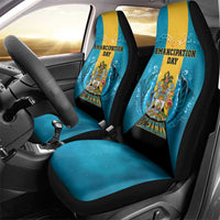 Bahamas Emancipation Day Car Seat Cover Blue Marlin With Coat Of Arms - Wonder Print Shop