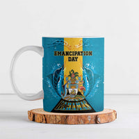 Personalized Bahamas Emancipation Day Ceramic Mug Blue Marlin With Coat Of Arms - Wonder Print Shop