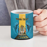 Personalized Bahamas Emancipation Day Ceramic Mug Blue Marlin With Coat Of Arms - Wonder Print Shop