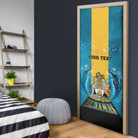Personalized Bahamas Emancipation Day Door Cover Blue Marlin With Coat Of Arms - Wonder Print Shop
