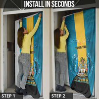 Personalized Bahamas Emancipation Day Door Cover Blue Marlin With Coat Of Arms - Wonder Print Shop