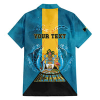 Personalized Bahamas Emancipation Day Family Matching Tank Maxi Dress and Hawaiian Shirt Blue Marlin With Coat Of Arms - Wonder Print Shop