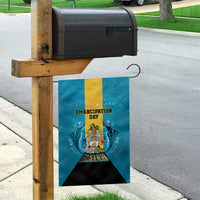 Bahamas Emancipation Day Garden Flag Blue Marlin With Coat Of Arms - Wonder Print Shop