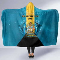 Bahamas Emancipation Day Hooded Blanket Blue Marlin With Coat Of Arms - Wonder Print Shop