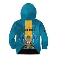 Personalized Bahamas Emancipation Day Kid Hoodie Blue Marlin With Coat Of Arms - Wonder Print Shop