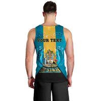 Personalized Bahamas Emancipation Day Men Tank Top Blue Marlin With Coat Of Arms - Wonder Print Shop