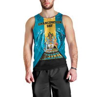Personalized Bahamas Emancipation Day Men Tank Top Blue Marlin With Coat Of Arms - Wonder Print Shop