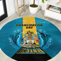 Bahamas Emancipation Day Round Carpet Blue Marlin With Coat Of Arms - Wonder Print Shop