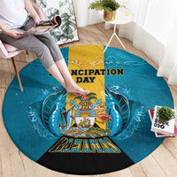 Bahamas Emancipation Day Round Carpet Blue Marlin With Coat Of Arms - Wonder Print Shop
