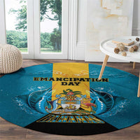 Bahamas Emancipation Day Round Carpet Blue Marlin With Coat Of Arms - Wonder Print Shop