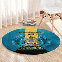 Bahamas Emancipation Day Round Carpet Blue Marlin With Coat Of Arms - Wonder Print Shop