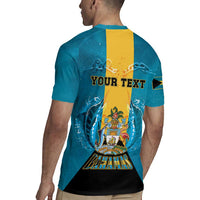 Personalized Bahamas Emancipation Day Rugby Jersey Blue Marlin With Coat Of Arms - Wonder Print Shop