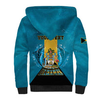 Personalized Bahamas Emancipation Day Sherpa Hoodie Blue Marlin With Coat Of Arms - Wonder Print Shop