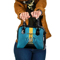 Bahamas Emancipation Day Shoulder Handbag Blue Marlin With Coat Of Arms - Wonder Print Shop