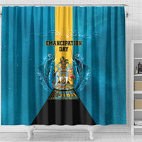 Bahamas Emancipation Day Shower Curtain Blue Marlin With Coat Of Arms - Wonder Print Shop