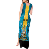 Personalized Bahamas Emancipation Day Tank Maxi Dress Blue Marlin With Coat Of Arms - Wonder Print Shop