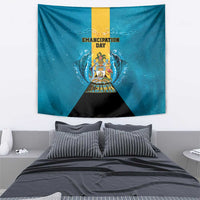 Bahamas Emancipation Day Tapestry Blue Marlin With Coat Of Arms - Wonder Print Shop