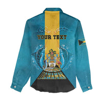 Personalized Bahamas Emancipation Day Women Casual Shirt Blue Marlin With Coat Of Arms - Wonder Print Shop