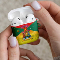 Grenada Christmas AirPods Case Coat Of Arms Bougainvillea Wreath - Wonder Print Shop