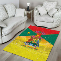 Grenada Christmas Area Rug Coat Of Arms Bougainvillea Wreath - Wonder Print Shop