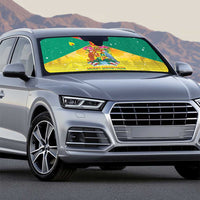 Grenada Christmas Auto Sun Shade Coat Of Arms Bougainvillea Wreath - Wonder Print Shop