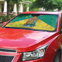 Grenada Christmas Auto Sun Shade Coat Of Arms Bougainvillea Wreath - Wonder Print Shop