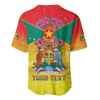 Personalized Grenada Christmas Baseball Jersey Coat Of Arms Bougainvillea Wreath - Wonder Print Shop