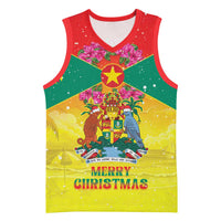 Personalized Grenada Christmas Basketball Jersey Coat Of Arms Bougainvillea Wreath - Wonder Print Shop