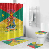 Grenada Christmas Bathroom Set Coat Of Arms Bougainvillea Wreath - Wonder Print Shop