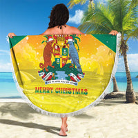 Grenada Christmas Beach Blanket Coat Of Arms Bougainvillea Wreath - Wonder Print Shop