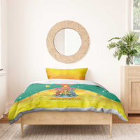 Grenada Christmas Bedding Set Coat Of Arms Bougainvillea Wreath - Wonder Print Shop