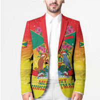 Personalized Grenada Christmas Blazer Coat Of Arms Bougainvillea Wreath - Wonder Print Shop