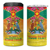 Personalized Grenada Christmas 4 in 1 Can Cooler Tumbler Coat Of Arms Bougainvillea Wreath - Wonder Print Shop