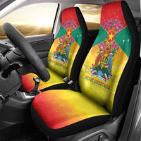 Grenada Christmas Car Seat Cover Coat Of Arms Bougainvillea Wreath - Wonder Print Shop