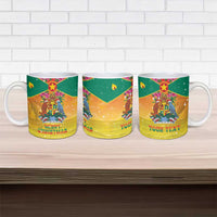 Personalized Grenada Christmas Ceramic Mug Coat Of Arms Bougainvillea Wreath - Wonder Print Shop