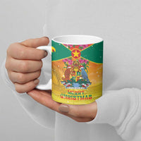 Personalized Grenada Christmas Ceramic Mug Coat Of Arms Bougainvillea Wreath - Wonder Print Shop