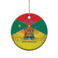 Personalized Grenada Christmas Ceramic Ornament Coat Of Arms Bougainvillea Wreath - Wonder Print Shop