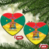 Personalized Grenada Christmas Ceramic Ornament Coat Of Arms Bougainvillea Wreath - Wonder Print Shop