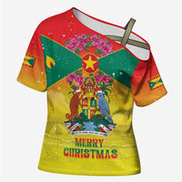 Personalized Grenada Christmas Cross Shoulder Shirt Coat Of Arms Bougainvillea Wreath - Wonder Print Shop