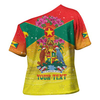 Personalized Grenada Christmas Cross Shoulder Shirt Coat Of Arms Bougainvillea Wreath - Wonder Print Shop