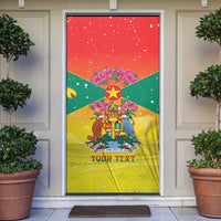 Personalized Grenada Christmas Door Cover Coat Of Arms Bougainvillea Wreath - Wonder Print Shop