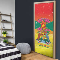 Personalized Grenada Christmas Door Cover Coat Of Arms Bougainvillea Wreath - Wonder Print Shop