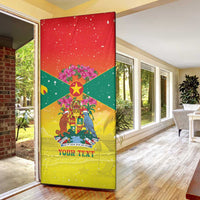 Personalized Grenada Christmas Door Cover Coat Of Arms Bougainvillea Wreath - Wonder Print Shop