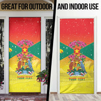 Personalized Grenada Christmas Door Cover Coat Of Arms Bougainvillea Wreath - Wonder Print Shop