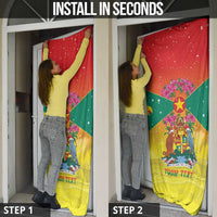 Personalized Grenada Christmas Door Cover Coat Of Arms Bougainvillea Wreath - Wonder Print Shop