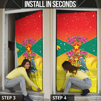 Personalized Grenada Christmas Door Cover Coat Of Arms Bougainvillea Wreath - Wonder Print Shop