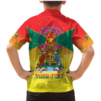 Personalized Grenada Christmas Family Matching Mermaid Dress and Hawaiian Shirt Coat Of Arms Bougainvillea Wreath - Wonder Print Shop