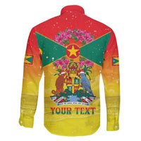Personalized Grenada Christmas Family Matching Off Shoulder Maxi Dress and Hawaiian Shirt Coat Of Arms Bougainvillea Wreath - Wonder Print Shop