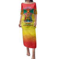 Personalized Grenada Christmas Family Matching Puletasi and Hawaiian Shirt Coat Of Arms Bougainvillea Wreath - Wonder Print Shop