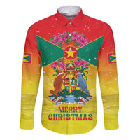 Personalized Grenada Christmas Family Matching Short Sleeve Bodycon Dress and Hawaiian Shirt Coat Of Arms Bougainvillea Wreath - Wonder Print Shop